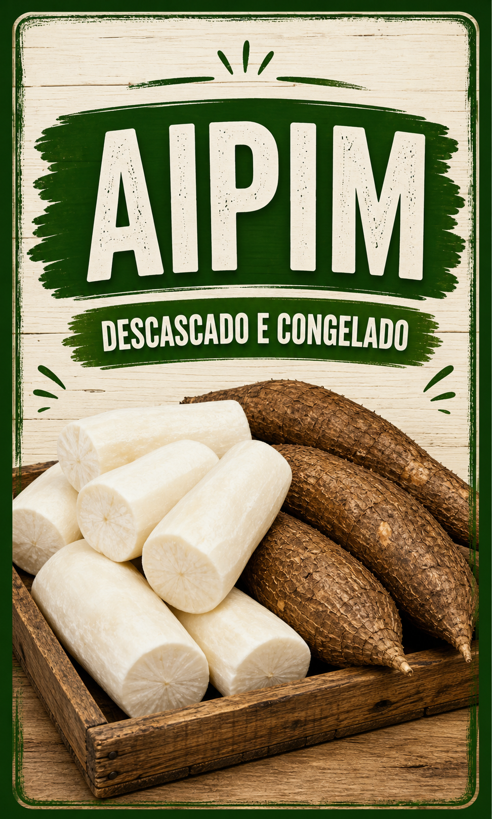 Aipim descascado e congelado